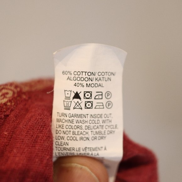 Lucky Brand Orange Fall Boho Layered Look Top Small Lightweight Colorful Print - Picture 9 of 9